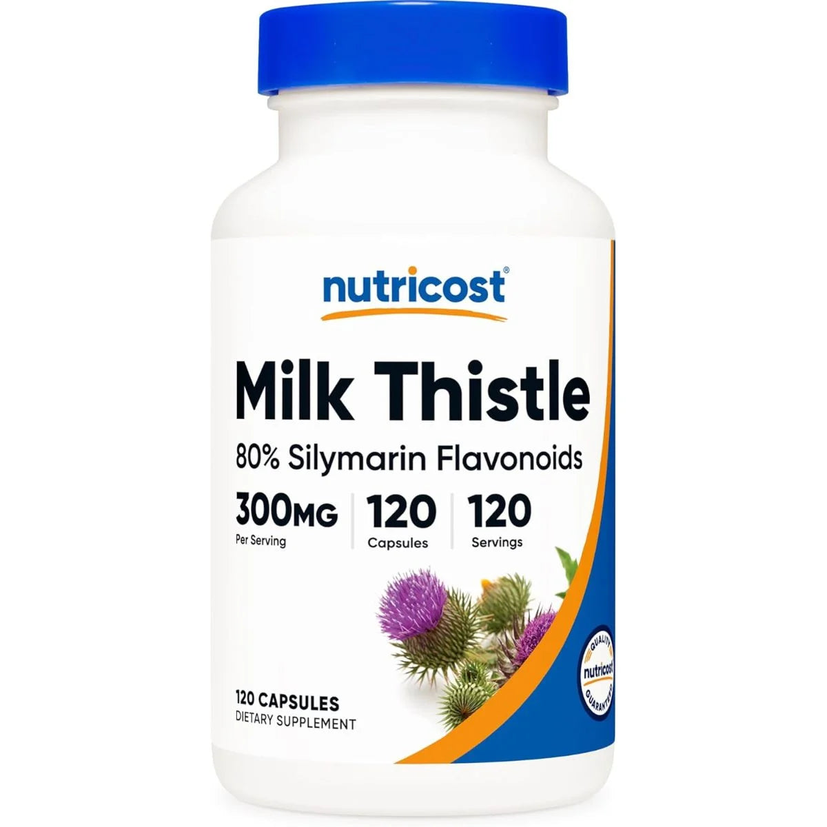 نيوتريكوست (Nutricost) مستخلص حليب الشوك 80% سيليمارين، يدعم صحة الكبد، كبسولات - 120 كبسولة