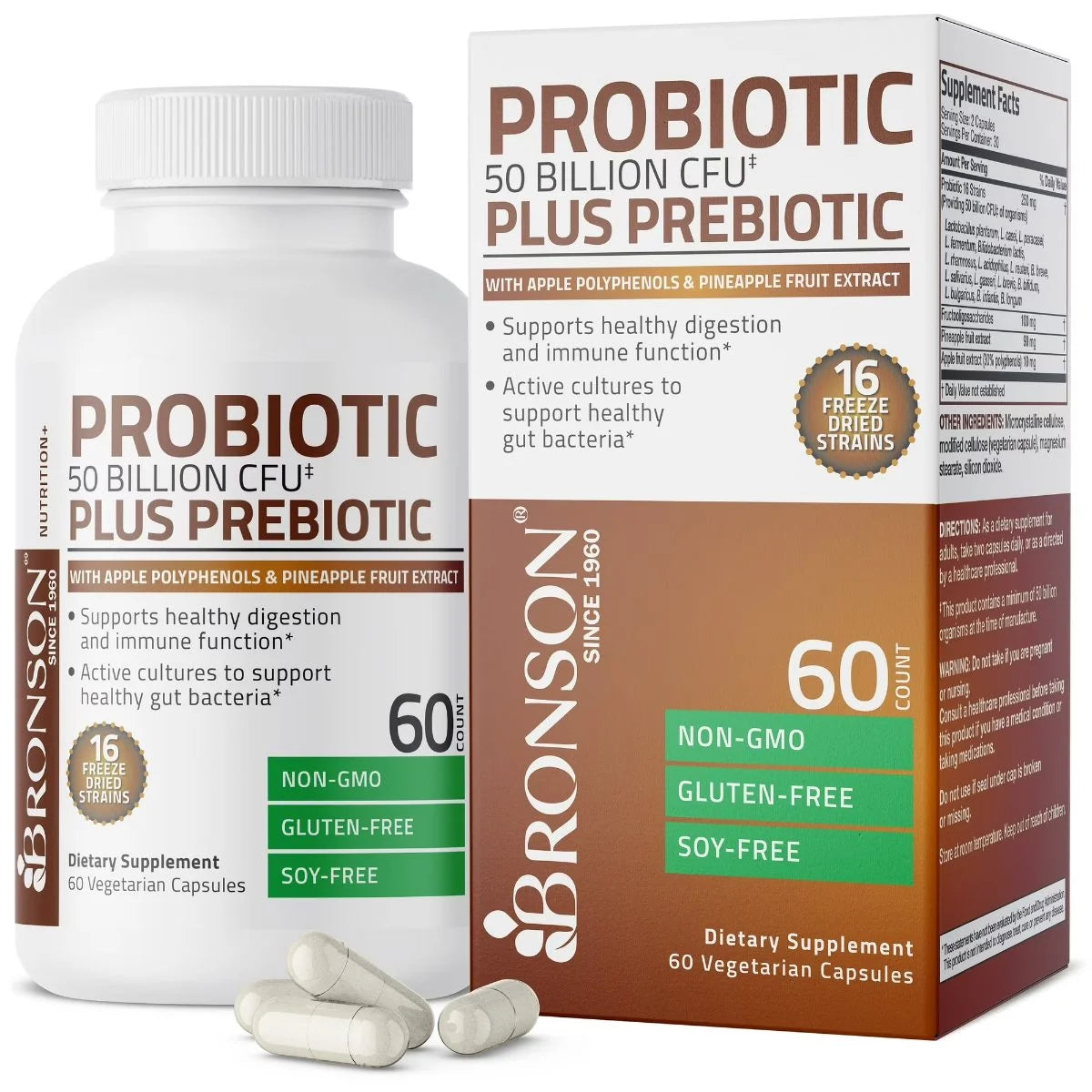 بروبيوتيك 50 مليار وحدة تكوين مستعمرات 60 كبسولة - برونسون