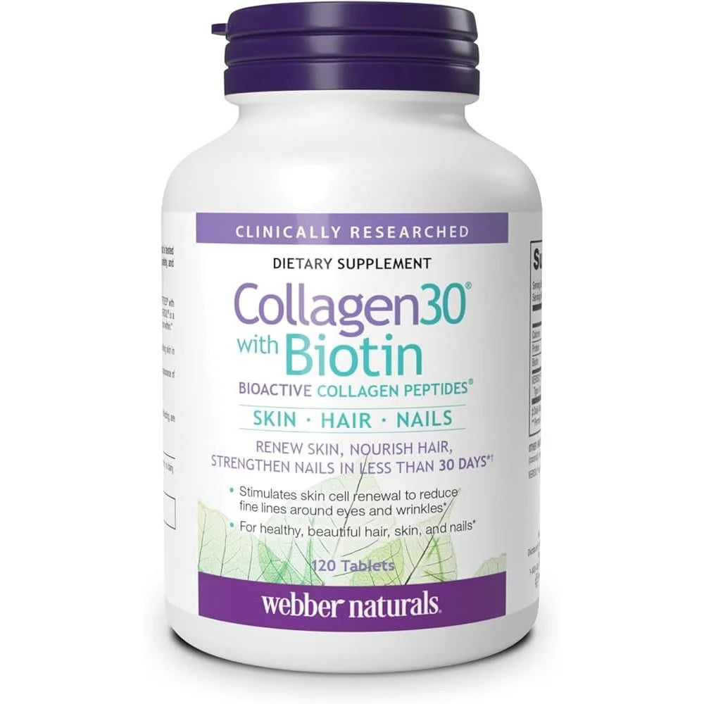 ويبر ناتشورالز (Webber Naturals) كولاجين 30 مع بيوتين، لدعم البشرة والشعر والأظافر، أقراص - 120 قرص