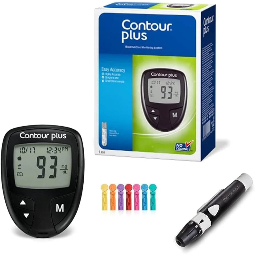 كونتور بلس (Contour Plus) جهاز قياس السكر بالدم بدون ترميز، مراقبة دقيقة وسهلة - طقم جهاز قياس