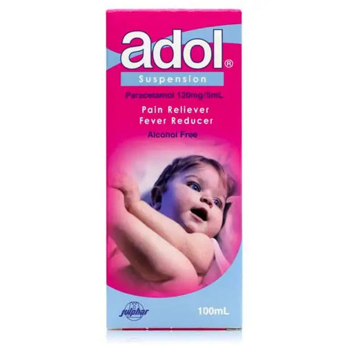 أدول (Adol) معلق لتخفيف الألم وخفض الحرارة، 120 ملغ/5 مل - 100 مل