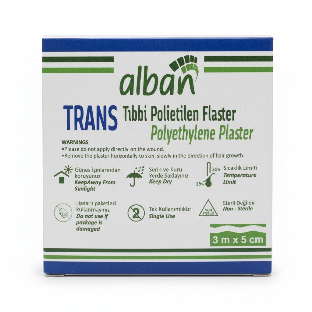 شريط لاصق طبي ألبان ترانس (Alban Trans) لتثبيت الضمادات من ألبان - 3 متر × 5 سم