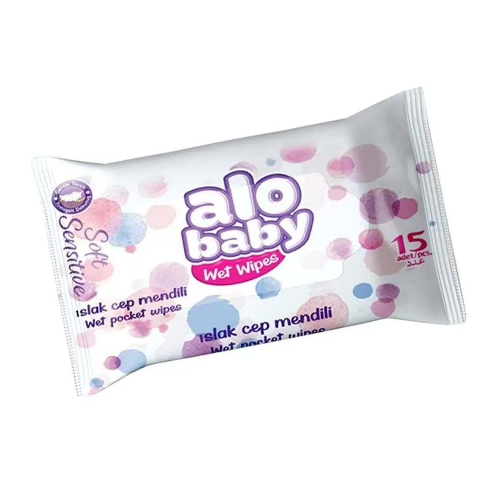 مناديل مبللة ألو بيبي (Alo Baby) للتنظيف اللطيف من شركة 1 - 15 قطعة