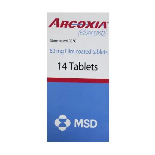 آركوكسيا (Arcoxia) إيتوريكوكسيب لتخفيف الألم ومضاد للالتهابات، أقراص، 60 ملغ - 14 قرص