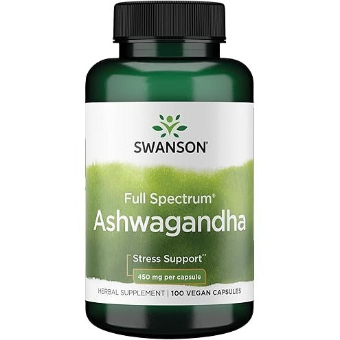 كبسولات اشواغاندا (Ashwagandha) 450 ملغ لدعم إدارة التوتر من Swanson - 100 كبسولة