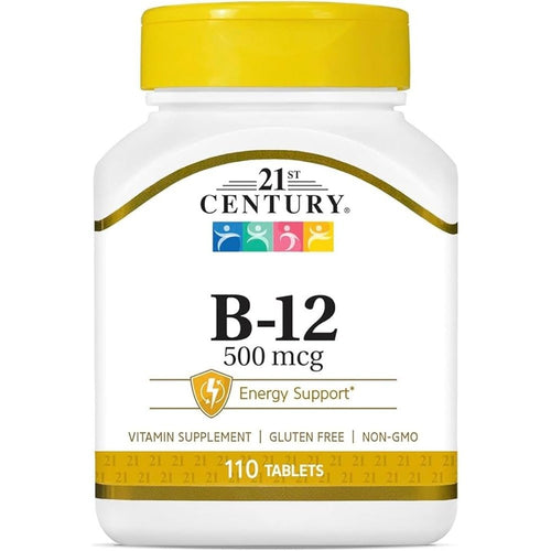 أقراص 21st Century (توينتي فيرست سينتشري) فيتامين B12 لدعم الطاقة ووظائف الأعصاب من 21st Century - 500 ملغ