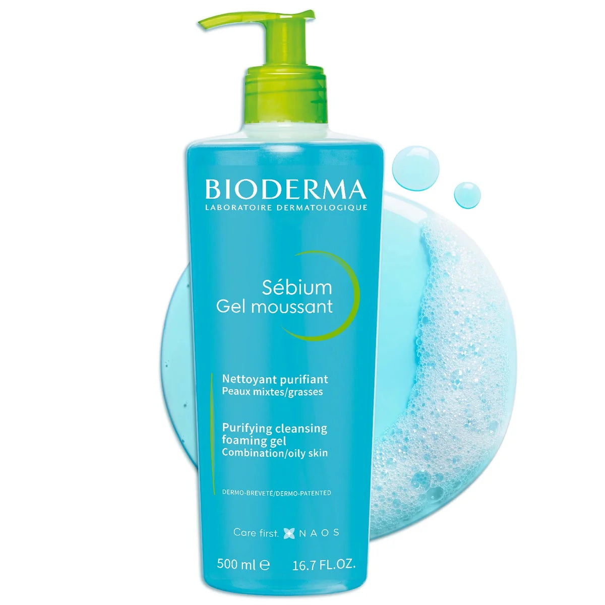 بيوديرما (Bioderma) سيبيوم جل موسانت، جل منظف رغوي ومنقي للبشرة الدهنية والمختلطة، ينظم الإفرازات الدهنية - 500 مل
