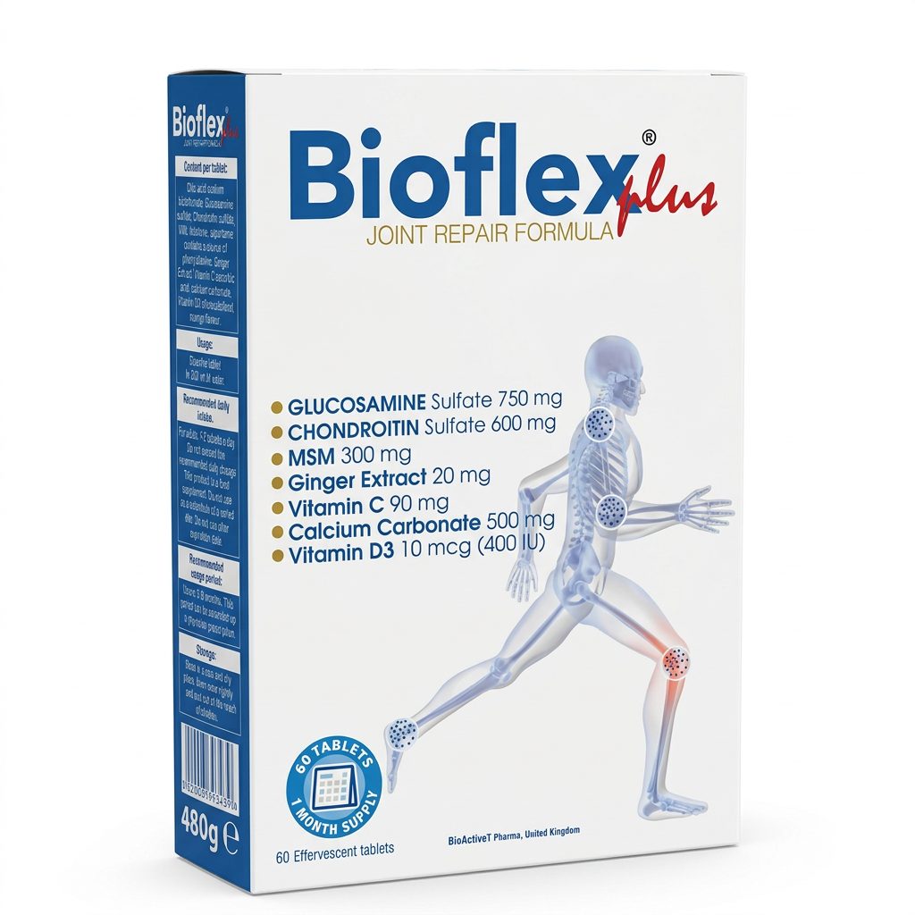 بيو أكتيف تي (BioActive T) بيوفليكس مكمل لدعم صحة المفاصل، لتخفيف الألم وتحسين الحركة، أقراص فوارة - 60 قرص