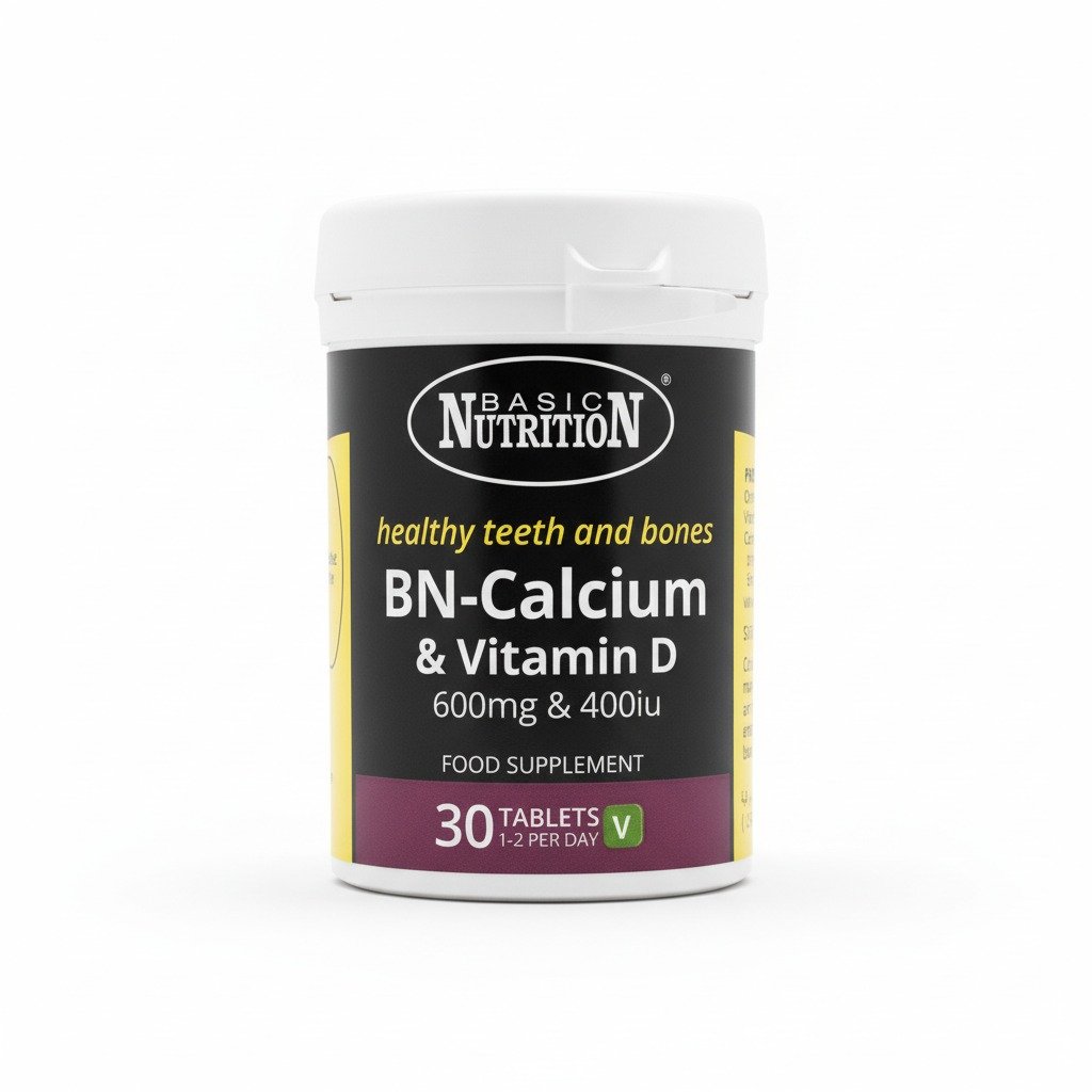 بيسك نيوتريشن (Basic Nutrition) كالسيوم + فيتامين د3 600 ملجم + 400 وحدة دولية، لدعم صحة العظام وكثافتها، أقراص - 30 قرص