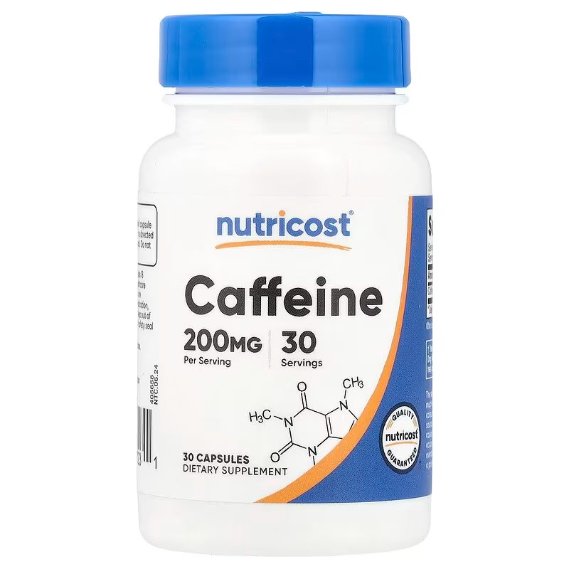 نوتريكوست (Nutricost) كافيين لزيادة الطاقة والتركيز الذهني، كبسولات، 200 ملغ - 30 كبسولة