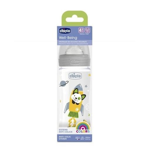 شيكو (Chicco) رضّاعة ويل بينج للأطفال، نظام مضاد للمغص، تدفق سريع، لعمر 4 أشهر فما فوق - 330 مل