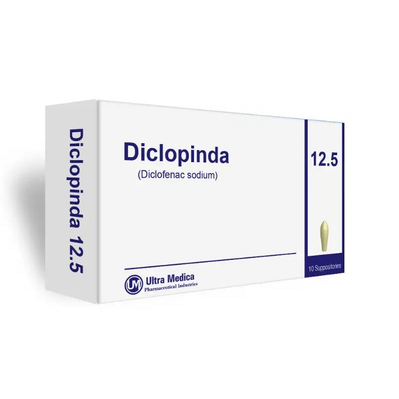 ديكلوبيندا (Diclopinda) تحاميل، مضاد للالتهابات ومسكن للألم (ديكلوفيناك)، 12.5 ملغ - 10 تحاميل
