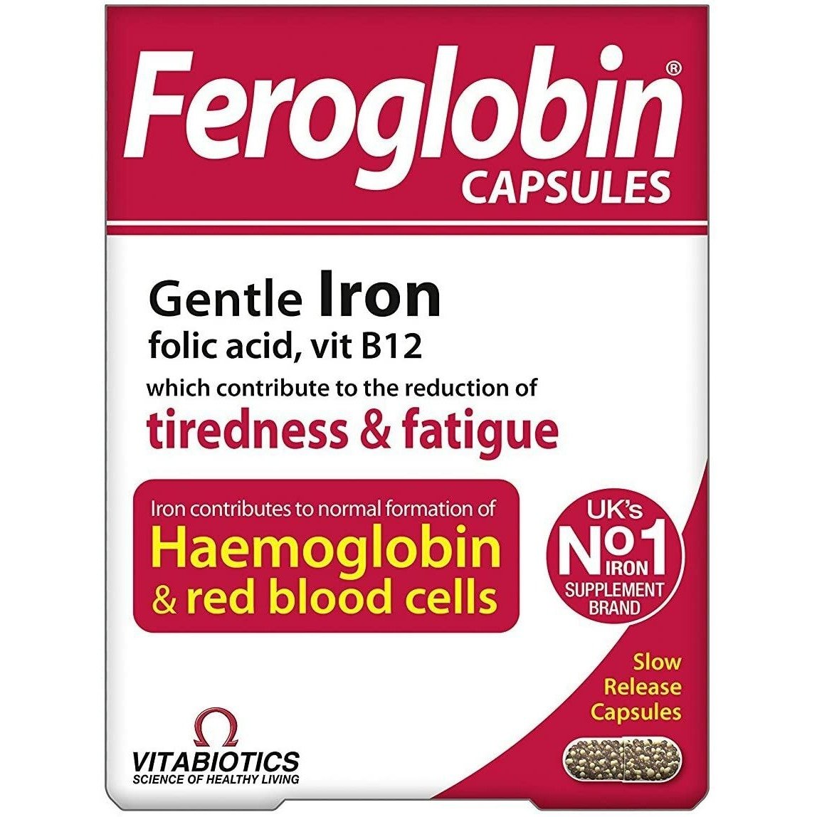 فيتابيوتكس (Vitabiotics) فيروجلوبين بي12 مكمل الحديد والفيتامينات المتعددة لدعم تكوين الدم الصحي والطاقة، كبسولات - 30 كبسولة