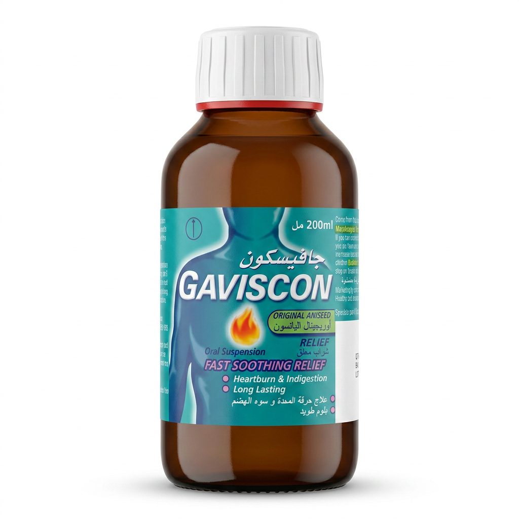 جافيسكون (Gaviscon) معلق بنكهة اليانسون، راحة سريعة من حرقة المعدة وعسر الهضم، معلق - 200 مل