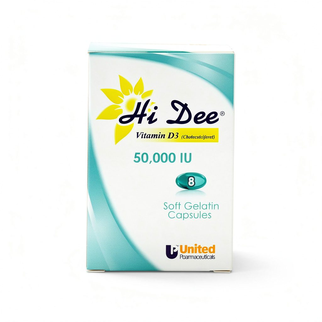 هاي دي (Hi dee) فيتامين د3 لسد نقص فيتامين د الحاد ودعم صحة العظام، كبسولات، 50000 وحدة دولية - 8 كبسولات