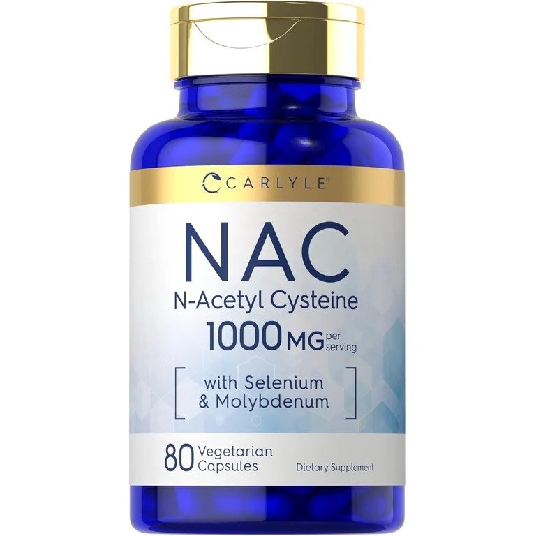 كارلايل (Carlyle) مكمل NAC (إن-أسيتيل سيستين)، لدعم مضادات الأكسدة وإزالة السموم وصحة الجهاز التنفسي، كبسولات 1000 ملغ - 80 ك