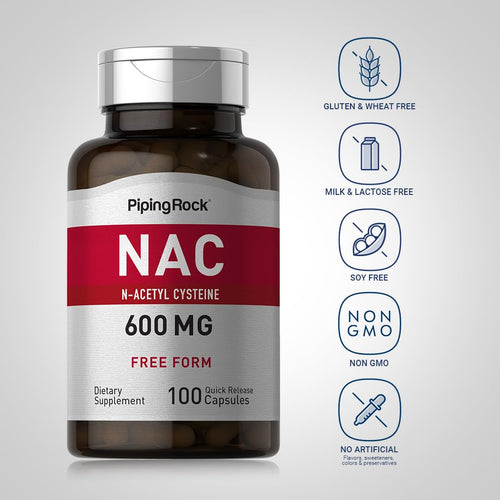 أسيتيل سيستين (NAC) 600 مجم 100 كبسولة سريعة الذوبان من بايبينغ روك