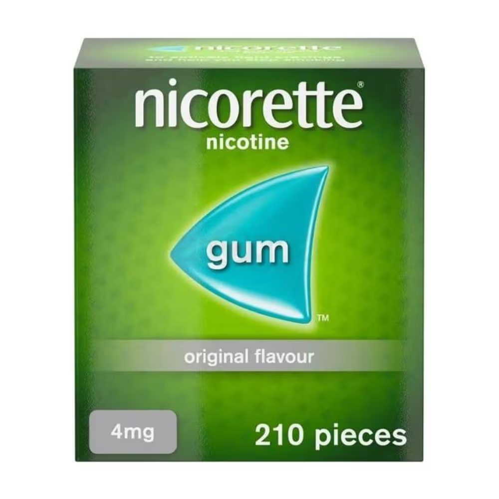 نيكوريت (Nicorette) علكة علاج إدمان النيكوتين، للمساعدة على الإقلاع عن التدخين، 4 ملغ - 210 قطعة