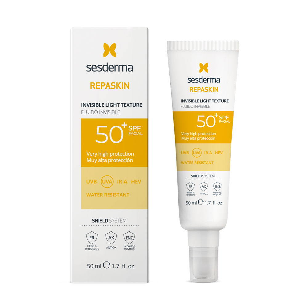 سيسديرما (Sesderma) ريباسكين إنفيزيبل لايت تيكستشر، سائل واقي شمسي بحماية عالية جداً واسعة الطيف، SPF 50 - 50 مل