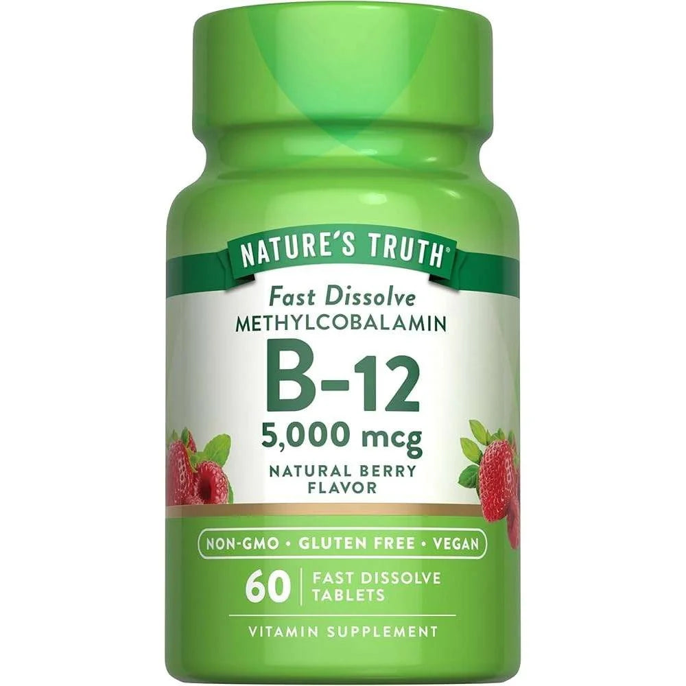 Nature's Truth فيتامين ب12، يدعم الطاقة والجهاز العصبي، أقراص - 60 قرص