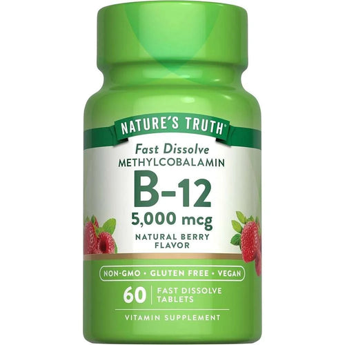 Nature's Truth فيتامين ب12، يدعم الطاقة والجهاز العصبي، أقراص - 60 قرص