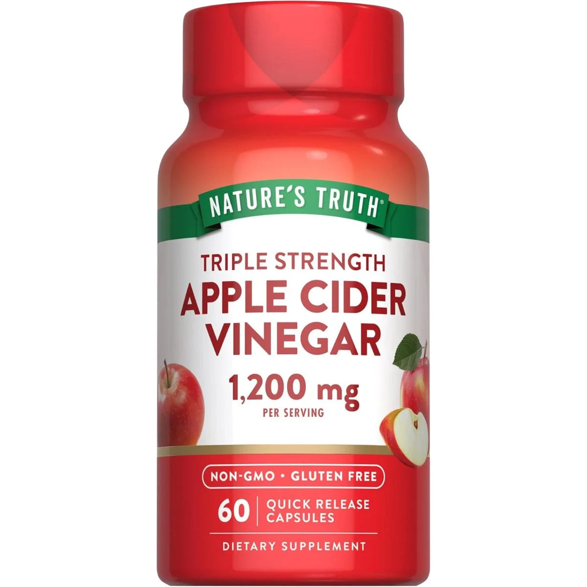 نيتشرز تروث (Nature's Truth) كبسولات خل التفاح، لدعم الهضم والتمثيل الغذائي، 1200 ملغ - 60 كبسولة