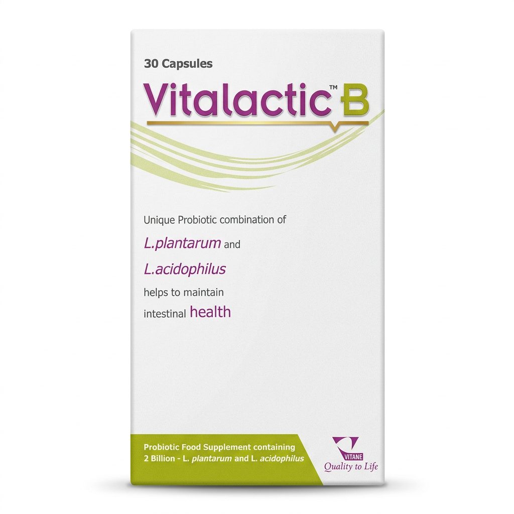 فيتان (Vitane) فايتالكتيك بي (Vitalactic B) بروبيوتيك وفيتامينات ب المركبة لدعم صحة الجهاز الهضمي والطاقة، كبسولات - 30 كبسول