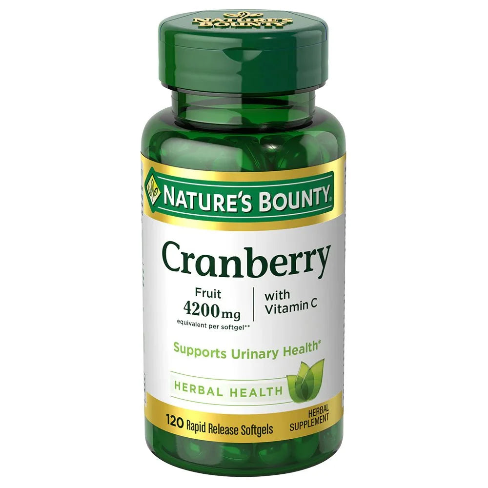 Nature's Bounty (نيتشرز باونتي) خلاصة التوت البري مع فيتامين سي لدعم صحة المسالك البولية، سوفت جيل - 120 قطعة