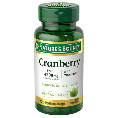 Nature's Bounty (نيتشرز باونتي) خلاصة التوت البري مع فيتامين سي لدعم صحة المسالك البولية، سوفت جيل - 120 قطعة
