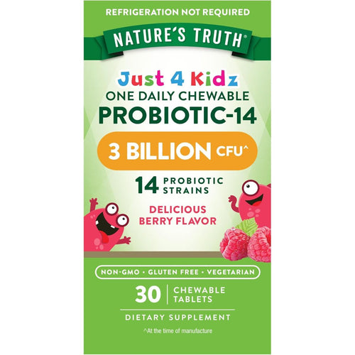 Nature's Truth (نيتشرز تروث) بروبيوتيك-14، لدعم صحة الجهاز الهضمي، أقراص قابلة للمضغ بنكهة التوت - 30 قرص