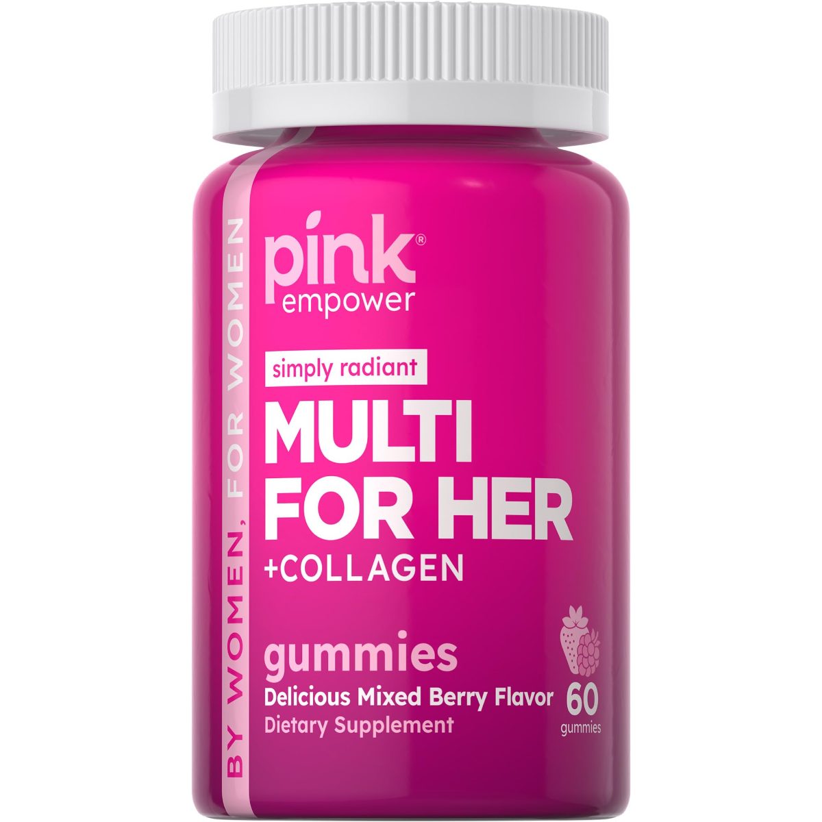 بينك إمباور (Pink Empower) سمبلي ريديانت ملتي فور هير + كولاجين بنكهة التوت الطبيعي، لدعم صحة المرأة والبشرة، 60 قطعة