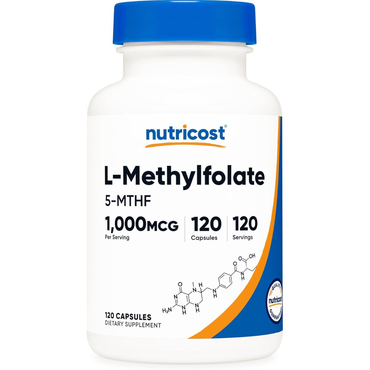 نيوتريكوست (Nutricost) إل-ميثيل فولات 5-MTHF، مكمل غذائي أساسي، كبسولات - 120 كبسولة