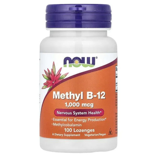 NOW فيتامين ب12 (Vitamin B12) 1000 مكجم لدعم وظائف الأعصاب، أقراص قابلة للمضغ - 100 قرص