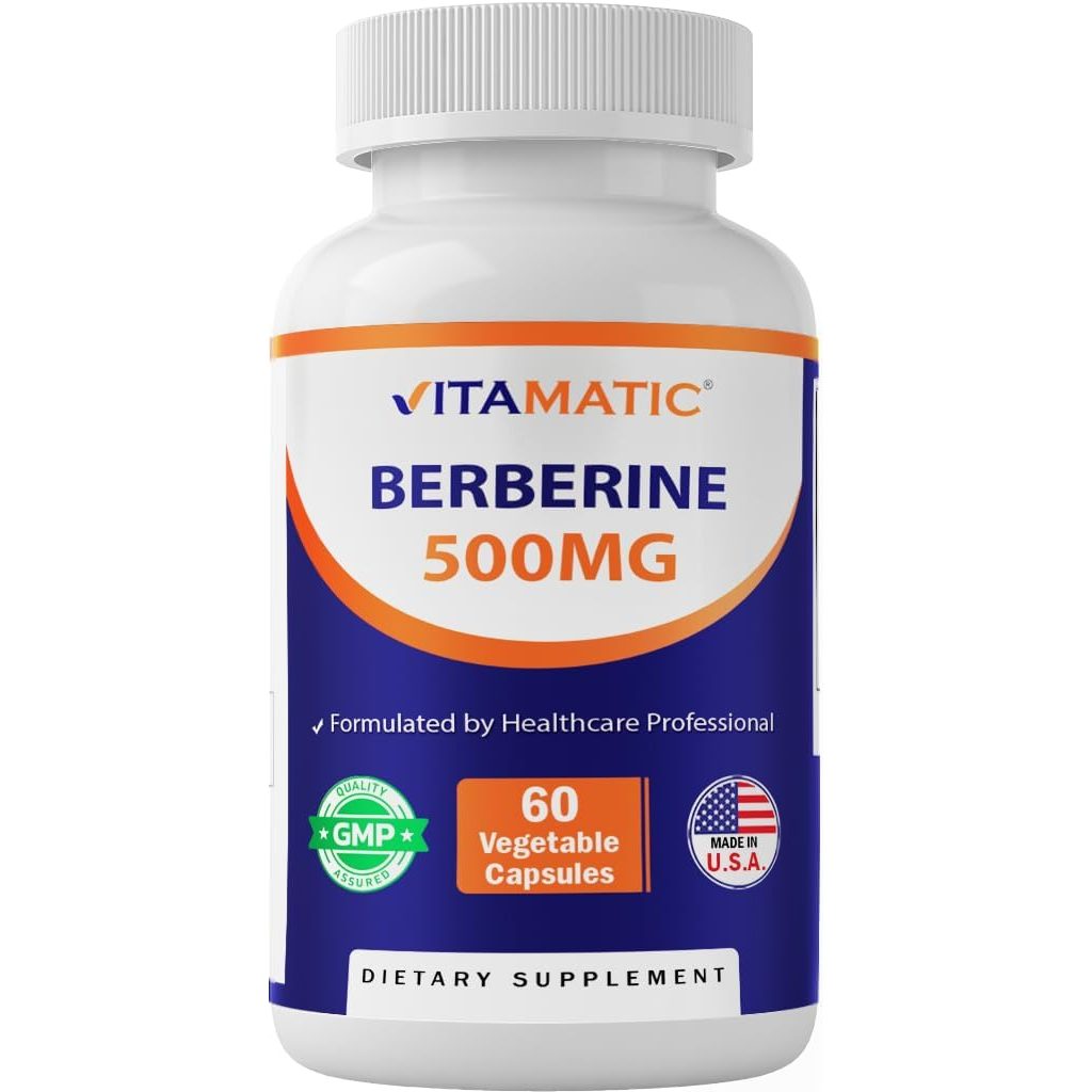 فيتاماتيك (Vitamatic) بربرين لدعم سكر الدم والكوليسترول وصحة القلب، كبسولات نباتية - 60 كبسولة