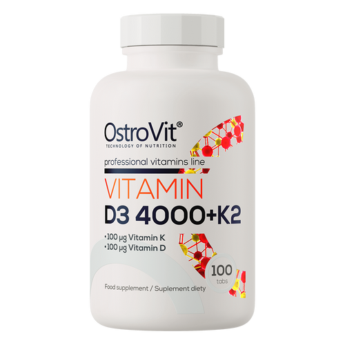 أوستروفيت (OstroVit) فيتامين D3 4000+K2، لدعم صحة العظام والمناعة، أقراص - 100 قرص