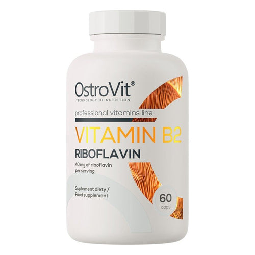 أوستروفيت (OstroVit) فيتامين B2 ريبوفلافين، يدعم استقلاب الطاقة وصحة البصر والجلد، كبسولات - 60 كبسولة