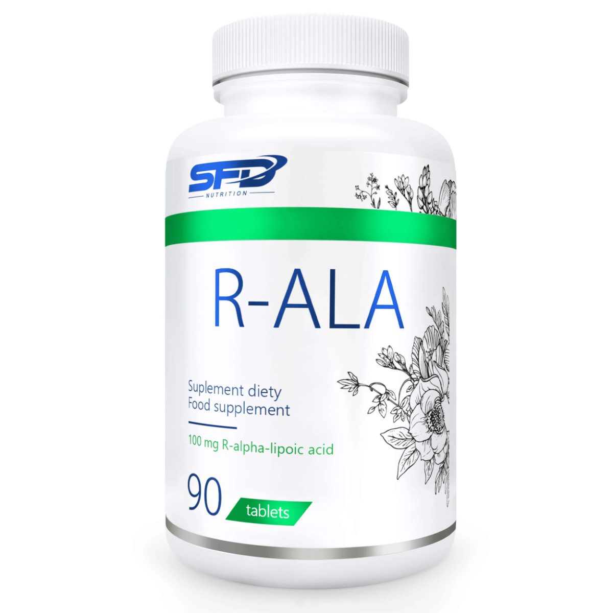 SFD Nutrition (SFD Nutrition) R-ALA مكمل حمض ألفا-ليبويك، لدعم مضادات الأكسدة وأيض الجلوكوز، أقراص - 90 قرص