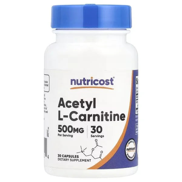 نيوتريكوست (Nutricost) أسيتيل إل-كارنيتين لدعم وظائف الدماغ وإنتاج الطاقة، كبسولات - 30 كبسولة