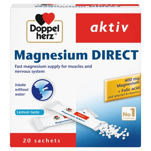 دوبل هيرتس (Doppel Herz) ماغنسيوم ديريكت لدعم العضلات والأعصاب، 20 كيس