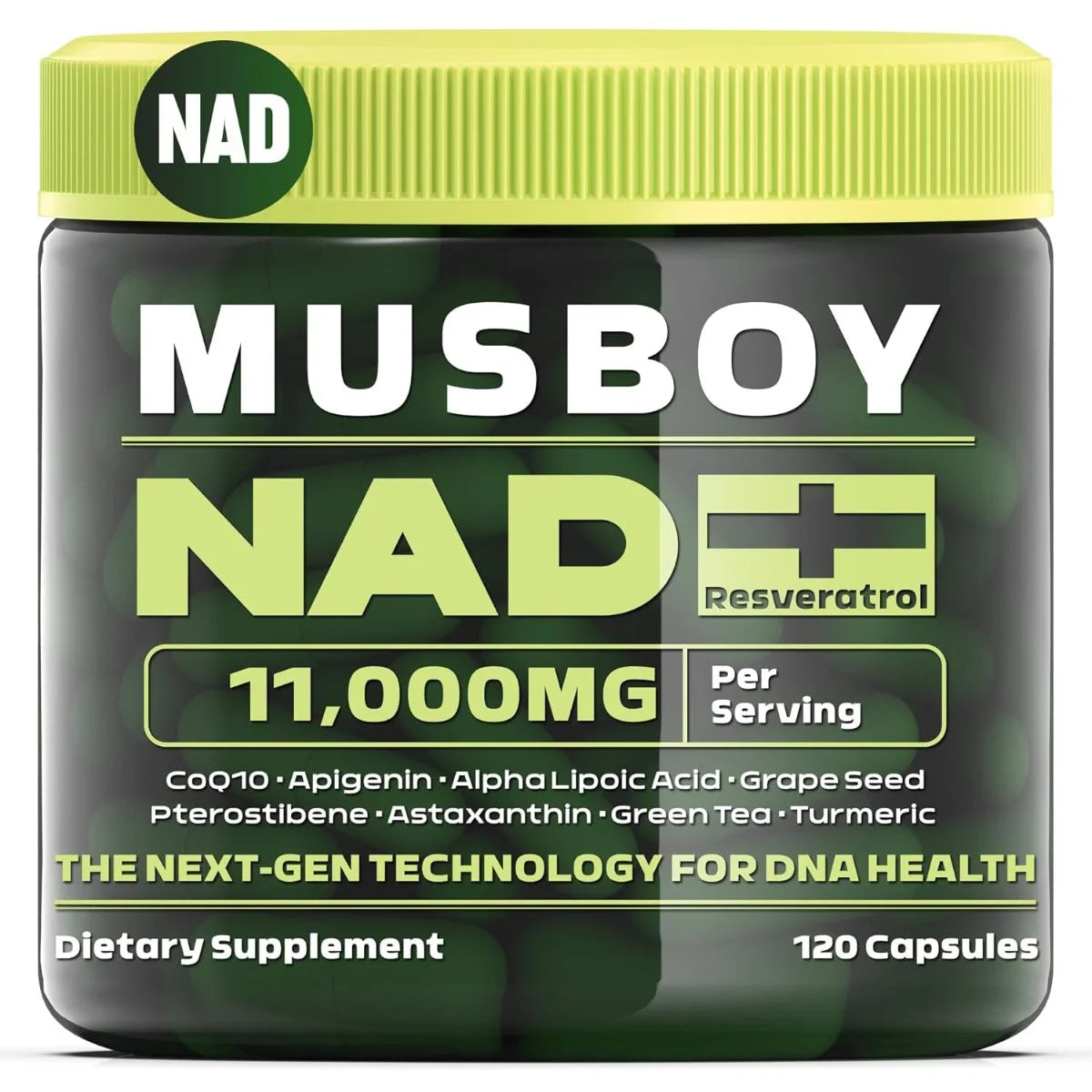 موسبوي (MUSBOY) مكمل NAD+ لدعم الطاقة الخلوية وإصلاح الحمض النووي، كبسولات - 120 كبسولة